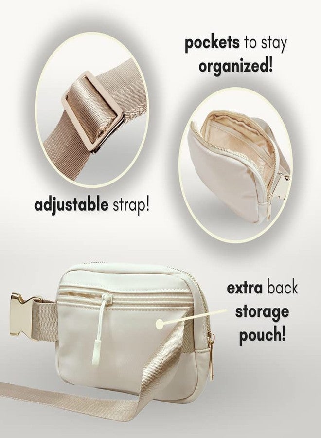 CITRUSY Boutique Belt Bag | Crossbody Fanny Pack for Women Fashionable Cute Mini Everywhere Bum Hip Waist Small Fashion Travel Chest Gold Accessories Adjustable Extended Strap Cream - Image 4